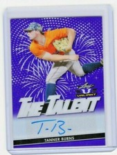 Tanner Burns 2020 Leaf Valiant Baseball THE TALENT PURPLE AUTO /25 Indians