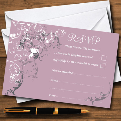 Flieder Vintage Shabby Chic Muster personalisierte RSVP Karten