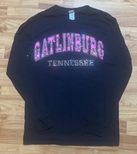 Gatlinburg Tennessee Women  s Long Sleeve Shirt Black Rhinestone Bling Size S