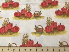 Pumpkins 100 cotton fabric sold by the yard 1949