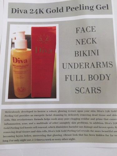 DIVA Skin Care 24K Gold Peeling Gel 200ML/ 6.8FL Enzyme Exfoliator free ship - Picture 2 of 4