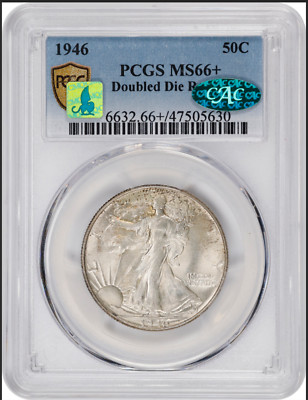1946 PCGS MS66+CAC & CMQ Doubled Die Reverse Walking Liberty Half Dollar POP TOP