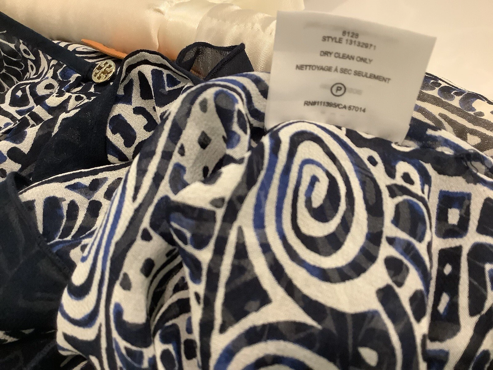 Abito tunica seta Tory Burch Ravello blu caftano copricostume spiaggia nuoto XS S 2 4 US INtime OTTIMEioni