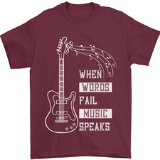 Als Worte Fail Music Speaks Gitarre Herren Maglietta 100% Baumwolle