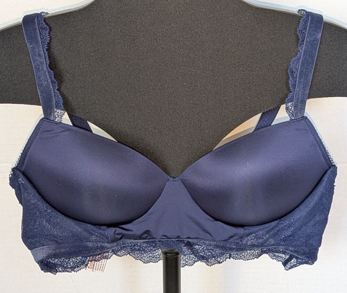 Victoria's Secret Victoria Padded No Wire Lace Pull On Bra XL Blue