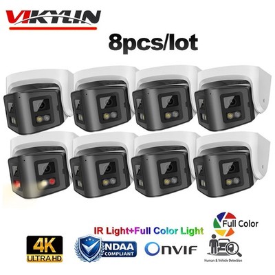 8pcs Vikylin 4k 8MP 170° Full Color IR Security IP Camera 2 Way Audio Onvif CCTV