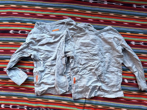 Icebreaker Kids Merino Wool Longsleeve Top Set Grey Size 1 Year 12M