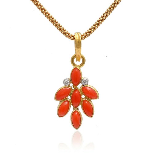 Joyería con colgante con acabado en oro amarillo de 14 quilates con piedras... - Imagen 1 de 9