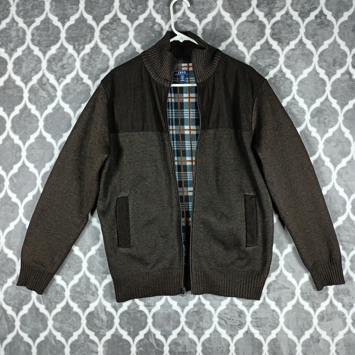 Suéter De Punto IZOD Para Hombre - Cuello Alto, Cremallera Parcial, Ribete Acanalado, Corte Clásico