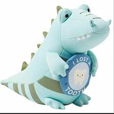 Pillowfort Dinosaur Tooth Fairy Pillow Plush "I Lost a Tooth" Blue/Green
