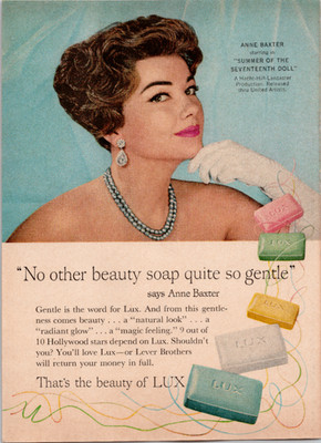1959 LUX Soap Anne Baxter Vintage Magazine Ad Lees Carpet Print Original