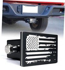 Aluminum Trailer Hitch Cover, Heavy Duty 2 Inch Tow Rear Receivers Retro Flag