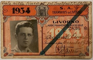 LIVORNO STEAM TRAMVAYS 1934 TRANSPORT SUBSCRIPTION CARD KINGDOM OF ITALY