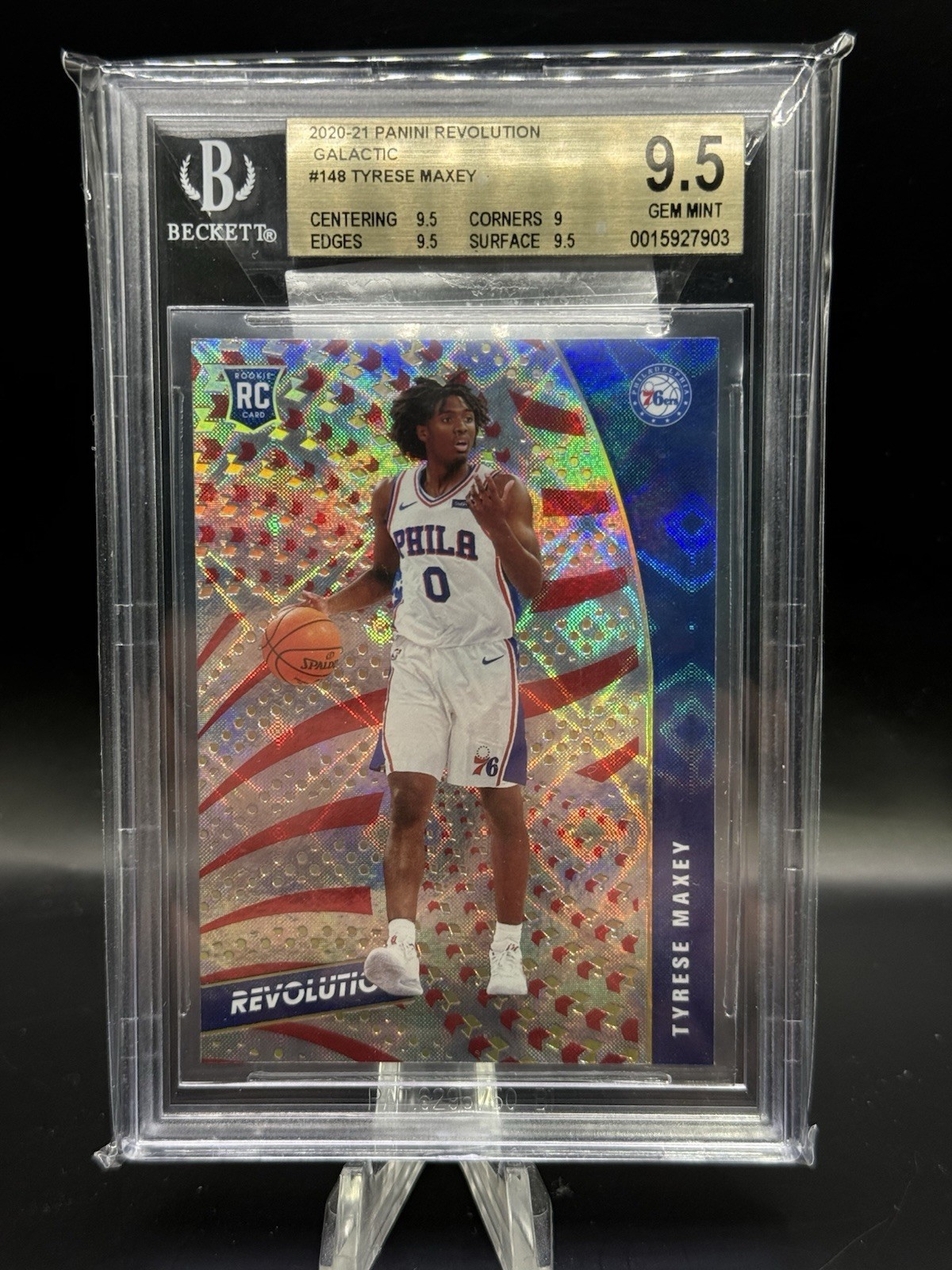 2020-21 Panini Revolution Tyrese Maxey Galactic RC BGS 9.5