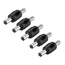 DC Male to Male Connector 5.5mm x 2.5mm Power Cable Jack Adapter Black 5Pcs