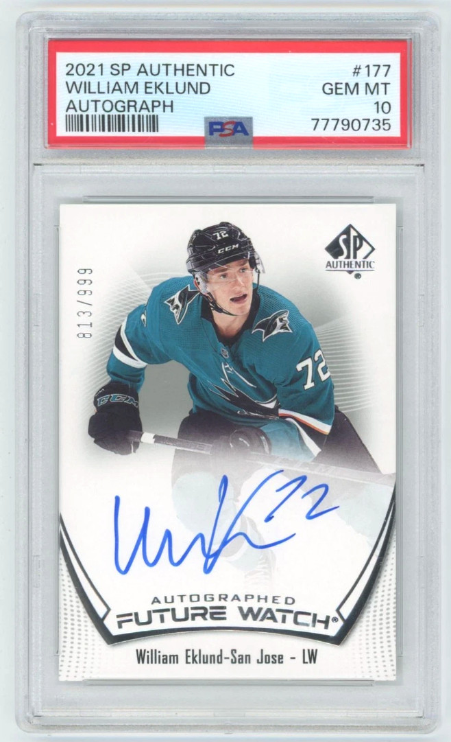 2021-22 SP Authentic Future Watch Auto William Eklund PSA 10 /999 #177 Senators view 1