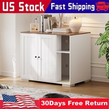Cat Litter Box Enclosure Hidden Litter Box Furniture 2 Cabinet Doors Cat House