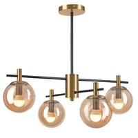 Deckenlampe 4-Flammig E14 Metall Glas In Gold Schwarz Kugel Schirm Deckenleuchte