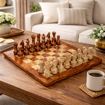 Luxury Marble Chess Set   Handcrafted Board & Pieces   Coffee Table Gift