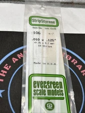 Evergreen Scale. Polystyrene Strips. 14" 106 .010 X .125 (10)