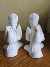 Vintage Fitz and Floyd White Dove Book Ends - Set of 2