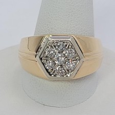 Gent's Diamond Cluster Ring 7 Diamonds .28 Carat T.W. 14K Yellow Gol PDS031248 