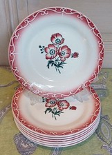 Lot 7 Assiettes à Dessert Digoin Sarregemines décor Anémones