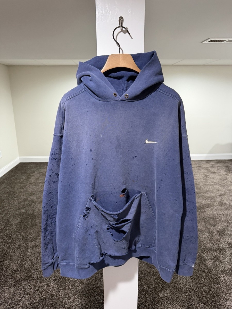 NIKE フーディ USA製 スウォッシュ 鬼フェード ナイキ80s90s Vintage Nike 90's Thrashed Distressed Faded Blue Hoodie | eBay