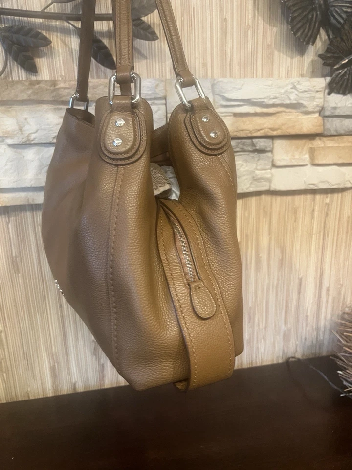 Nuevo Bolso COACH EDIE 31 Cuero Guijarro Sillín Marrón/PLATEADO HERRAJES 57125 Foto 4 de 4