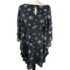 NEW Smak Parlour Black Flouncy Dress with Silver Foil Stars Size S