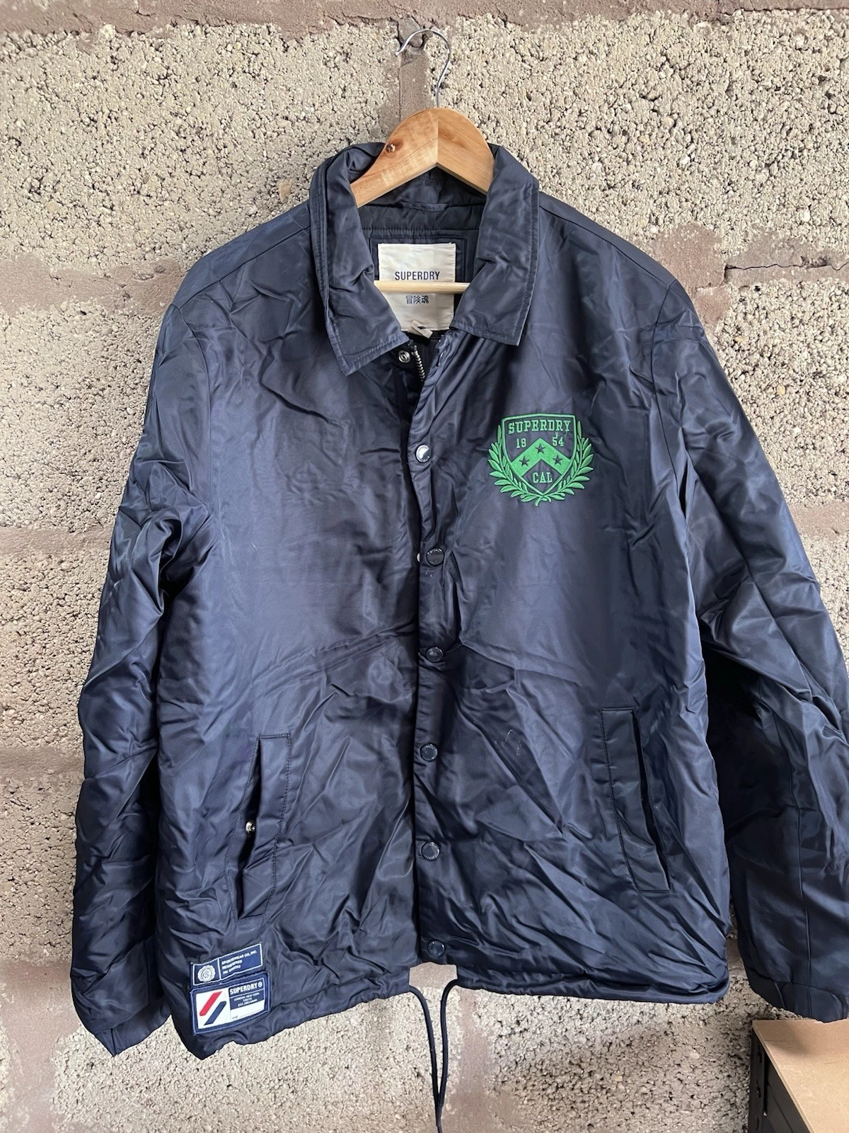 Superdry Snap Coach Giacca L Large Blu Navy Foderato in Pile Cappotto Casual