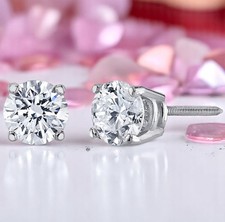 2 Carat Lab Grown Diamond Stud Earrings In 14 Karat White Gold