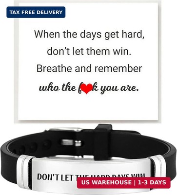 Dont Let The Hard Days Win Motivational Tube Bracelet For Women Man, Friendsh...