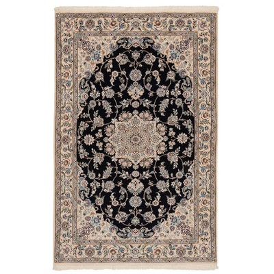 Nain 6la 195x125 cm Silk Hand-Knotted Persian Oriental Rug Carpet