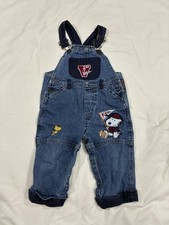 Vtg Baby Snoopy Denim Overall 18m Woodstock Peanuts Charlie Brown Football