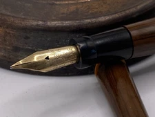 Wahl-Eversharp Walnut Desk Pen 14 Kt Nib & Antique Bronze Desk Base Circa: 1928