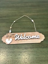 Welcome Hanging Sign Wooden Indoor Outdoor