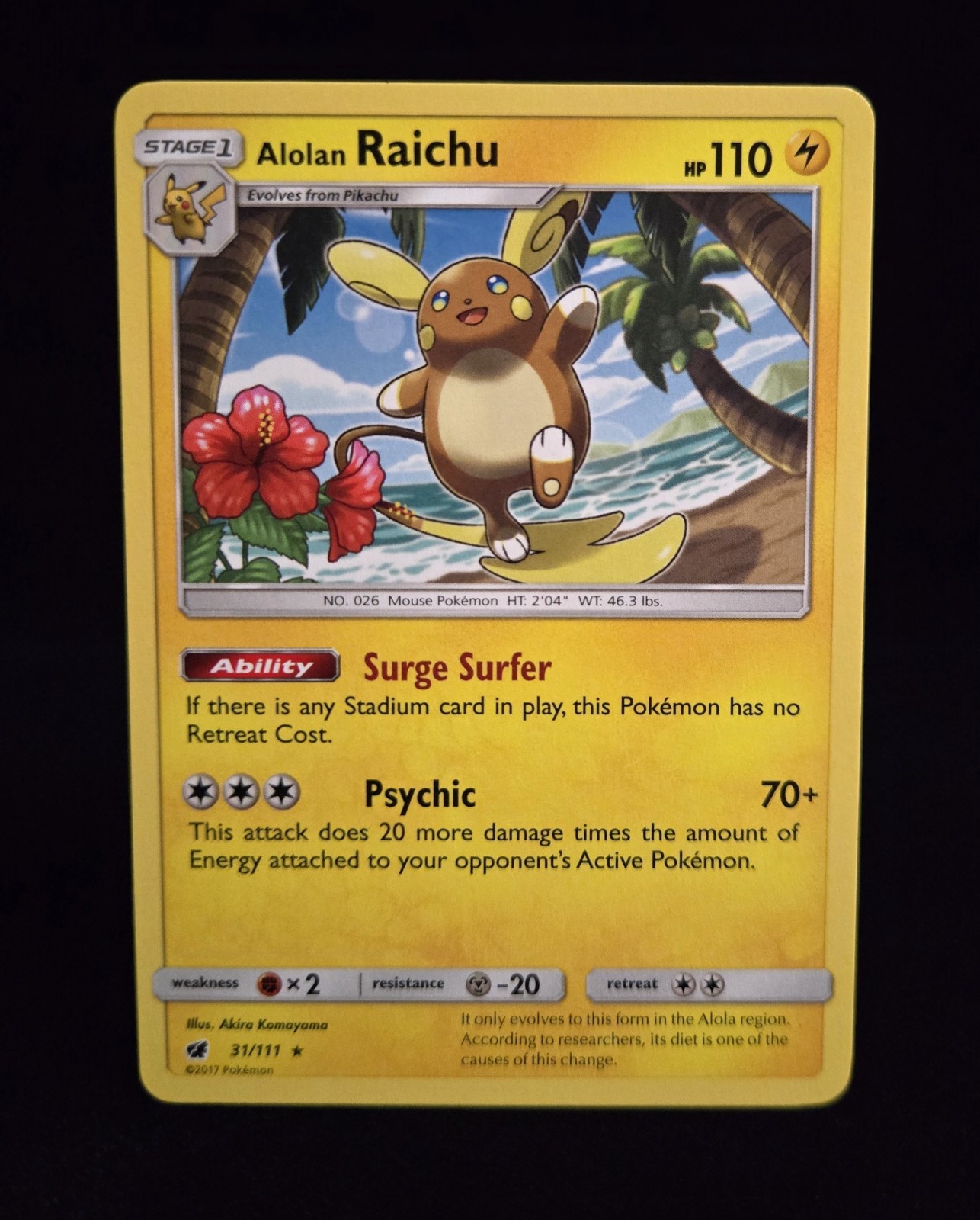 Pokémon TCG - ALOLAN RAICHU - 31/111 - RARE - SM: CRIMSON INVASION (2017) - NM