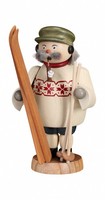 RäUchermann Skifahrer, 19 Cm Hoch, Original Erzgebirge Von Seiffener Volkskunst