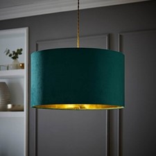 Velvet Lampshade Ceiling Light Easy Fit Pendant Shade Large Drum LED Bulb 45cm