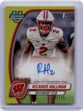 2024 Bowman University Chrome RICARDO HALLMAN Yellow Refractor 1st Auto /75 SP