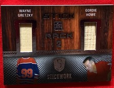 2015-16 ITG Stick Rack Dual Silver Carte Hockey Wayne Gretzky/Gordie Howe #21/35