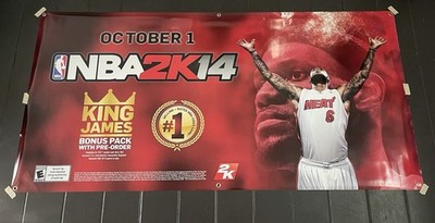 NBA 2K14 Promo Display Vinyl Banner LARGE 3 x6  Store Display - LeBron - RARE!