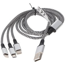 Universal Ladekabel 3in1 f&uuml;r Apple, USB-C, Micro-USB robust mit TPE-Ummantelung,