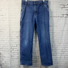 Carhartt FR Jeans Men 34x32 Blue 2112 CAT2 Carpenter Painter Work Utility