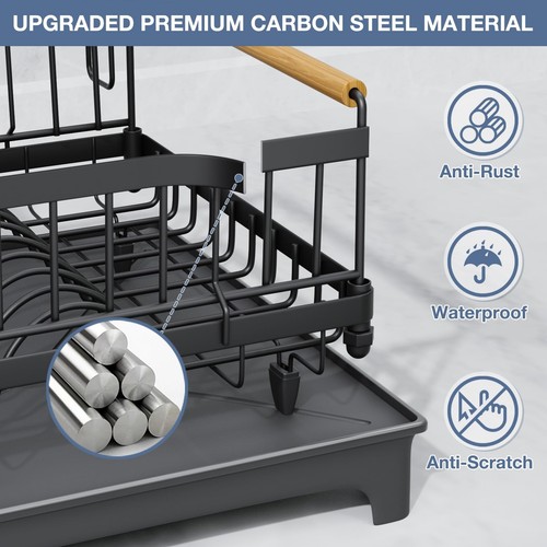 Dish Rack with Drainboard Large Capacity Anti-Rust Kitchen Counter Organizer ... - Picture 3 of 9