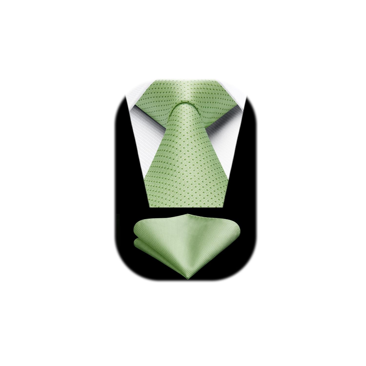 Cravate homme vert sauge à pois avec pochette pour un mariage bucolique