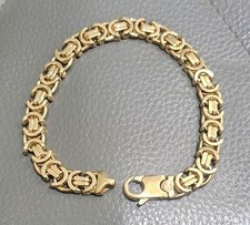 9ct Gold 375 Flat Byzantine Bracelet Hallmarked Bracelet 32.57g, 8mm 8.5inche