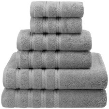 100 Carde Cotton 6 Piece Towel Set, 590 GSM Heavy Weight Soft Absorbent Turk...
