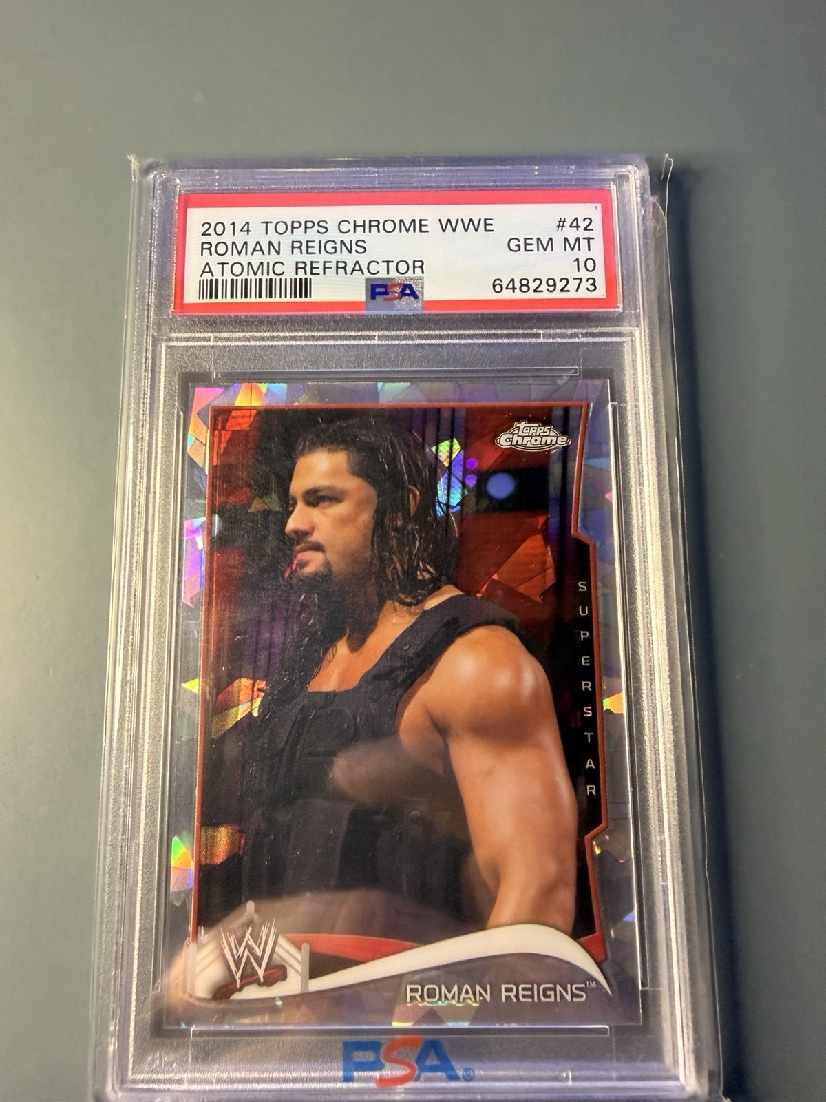2014 Topps Chrome WWE Roman Reigns #42 Atomic Refractor PSA 10